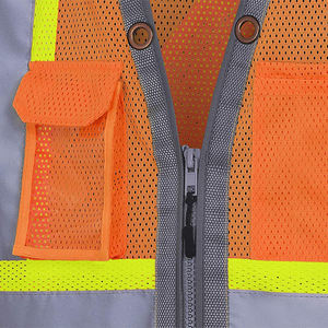 เสื้อกั๊กผ้าโพลีเอสเตอร์100% สำหรับผู้ชายเสื้อกั๊กทำงานสะท้อนแสงเสื้อกั๊กนิรภัยสำหรับใส่ทำงานสั่งทำได้มีความต้องการสูง - Product Image 3