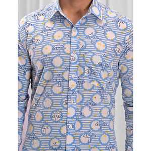 Chemise imprimée 100 % coton à manches longues en popeline tissée, respirante, style décontracté, col montant, motif à pois - Product Image 2