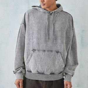 Sudadera con capucha Fabricantes Sudaderas con capucha de lavado personalizado Logotipo de parche de buena calidad Sudadera con capucha de lavado ácido desgastado de gran tamaño - Product Image 1