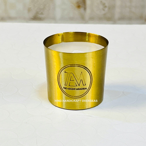Mini bougeoir en laiton avec cire parfumée remplie, taille compacte, logo personnalisé, décoration d'intérieur par HHO - Product Image 1