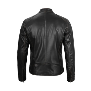 Blousons bombardiers d'hiver pour hommes Blouson en cuir noir avec broderie en PU Service OEM Taille XS - Product Image 2