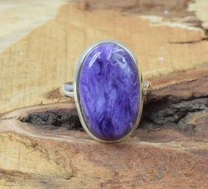 925 Sterling Silver Charoite Gemstone Jewelry <b>Ring</b> Gift for her - Product Image 4