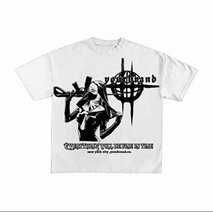 T-shirts en tricot délavés à l'acide pour hommes, haute qualité, style streetwear hip-hop, polyester/coton, avec motifs graphiques personnalisés, vintage, vente en gros - Product Image 6