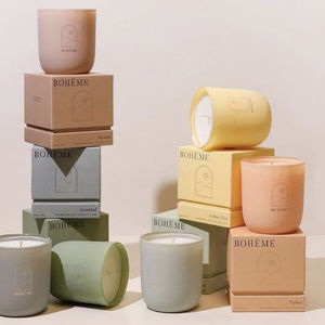 صندوق تغليف شموع مخصص وشخصي من الورق المقوى المموج الصديق للبيئة عالي الجودة مع طباعة بالأشعة فوق البنفسجية وبطانة إسفنجية، الحد الأدنى للطلب منخفض - Product Image 1