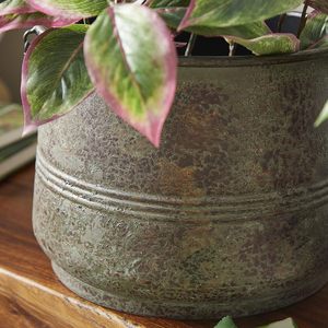 Paquete de 3 jardineras elegantes de metal para bañera, decoración de jardín Vintage antigua rústica con asas de anillo de doble cara - Product Image 3