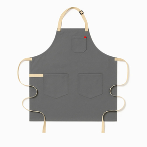 Delantal sin mangas de lona gris, estilo sencillo, con 3 bolsillos, lavable a máquina, para cocinar y uso diario. - Product Image 1