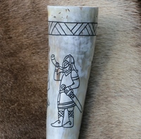 Corne sculptée à la main personnalisée 100% corne de vache polie 2025 Animal Religieux & Souvenirs Logo personnalisable Capacité 300-400 ml