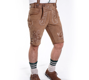 Lederhosen authentique en cuir véritable brun ombré de style Trachten pour hommes, Lederhosen en daim de chèvre pour hommes - Product Image 4