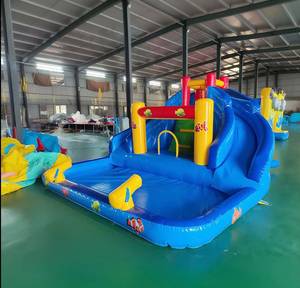 Parque Acuático Inflable de PVC de Doble Carril, Castillo Hinchable para Niños con Tobogán de Agua y Pistola de Agua para el Patio Trasero - Product Image 4
