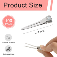 Jepit Rambut Model Duckbill Tunggal Grosir, Logam Perak, Jepit Pembagi Rambut Model Alligator untuk Ekstensi Rambut USD 0.10/pcs Harga Pabrik