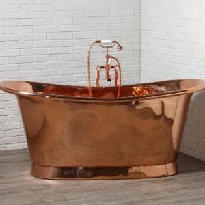 Bañeras de cobre antiguas pulidas a mano con acabados rústicos únicos, perfectas para baños clásicos vintage y modernos - Product Image 4