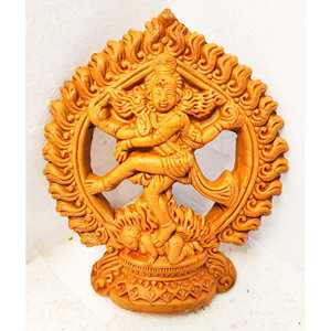 Idole de Shiva Natraj, décoration murale traditionnelle de luxe en terre cuite, objet de décoration pour la maison, fer forgé abstrait, Diwali, 10 cm X - Product Image 3