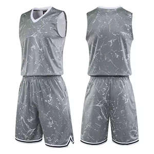 Ensemble de maillots de basket-ball réversibles en gros, maille respirante, imprimé numérique cousu, anti-UV, séchage rapide, 100% polyester, taille plus - Product Image 3