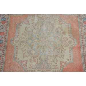 Alfombra de 4.5x7.1 pies, Alfombra Turca Vintage, Alfombra con Rayas Naranjas - Product Image 5