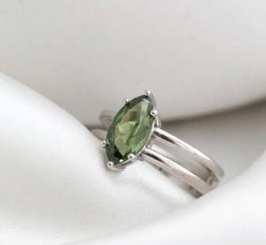 Amatista verde de alto grado Hydro 7x14mm forma de marquesa corte conjunto de puntas de piedras preciosas anillo de Plata de Ley 925 joyería hecha a mano para ella - Product Image 1