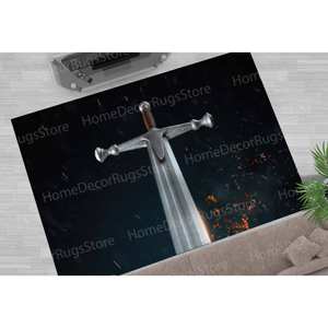 Tapis classique coloré en forme d'épée, tapis imprimé pour la décoration du salon et la salle de jeux, tapis en velours de luxe - Product Image 3
