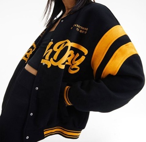 Chaqueta Universitaria Unisex Negra de Spandex con Bordado Personalizado y Diseño Impreso, Último Estilo de Béisbol - Product Image 4