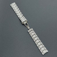 Bracelet de montre traditionnel en acier inoxydable 18 mm à 3 maillons, structure durable, boucle solide faite à la main, finition miroir pour montre connectée, personnalisable