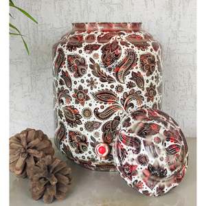 Pot à eau en céramique de 13 L imprimé cuivre avec motif Paisley écarlate - Product Image 1