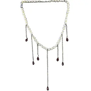 Garnet & mutiara kalung Multi manik-manik, Kalung Bezel indah perak dengan anting zirkon untuk pernikahan