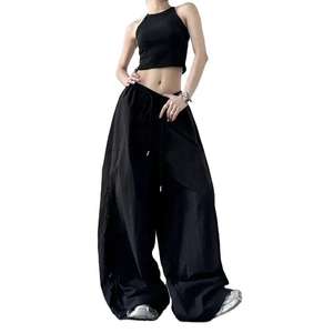 Pantalons de survêtement à jambes larges pour femmes, taille élastique, taille mi-haute, coupe ample, respirant, en coton thermique, streetwear décontracté, pantalon baggy d'hiver - Product Image 4