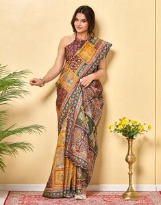 Sari indien de boutique, le plus vendu, élégant, chic, fantaisie, en soie Chanderi, exclusif, ethnique, numérique, pour les fêtes, à porter régulièrement - Product Image 6