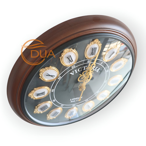 Reloj de pared de cuarzo analógico redondo marrón con números romanos "LONDON Estd. 1792 "Pantalla de aguja de cara impresa Motivo colgante único - Product Image 6