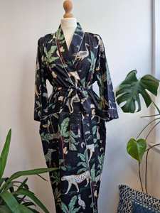 Vestido tipo Kimono de algodón, ropa de dormir suave y cómoda de otoño, bata con Estampado de jungla para ropa de playa o regalo para ella - Product Image 4