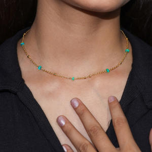 GOODSTONE JEWELS Collier en argent sterling 925 rempli d'or jaune pour femmes Perles d'opale verte naturelle Colliers de perles fines de mariage - Product Image 2