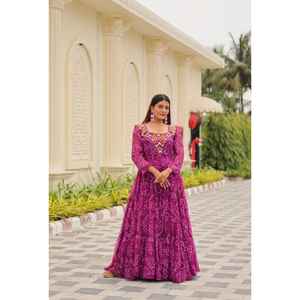 Navratri Special Modern Gamathi Work con tela de espejo real Faux Georgette Party Wear - Product Image 1