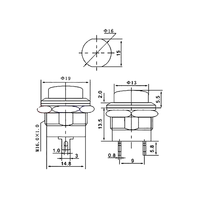 Interruptor de Botón Pulsador de Plástico de 16 mm R13-507 6A 125VAC 3A 250VAC Interruptor de Reinicio PB-02 1NC/1NO IP53 Color Rojo Verde Electrónico