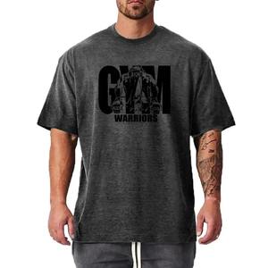 Camiseta Deportiva de Verano para Hombre, Talla Grande, de Algodón, para Fisicoculturismo, Mangas Cortas, Logotipo Frontal, Estilo Relajado en los Hombros - Product Image 1