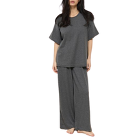Ensemble de pyjamas élégants pour femmes, hiver et été, vente en gros, en bambou doux tricoté, deux pièces, vêtements de nuit et de détente, confortables, taille élastique