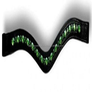 Bracelet de sourcils de cheval en cuir incrusté, avec 1 rangée de cristaux verts émeraude, bande de designer, vente en gros, prix d'usine - Product Image 4