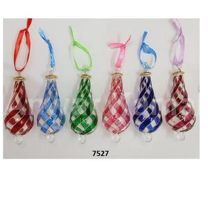 Juego de 6 uds. Adorno colgante de cristal multicolor exclusivo hecho a mano decorativo X Mas Tree Año Nuevo adorno de bola de cristal transparente - Product Image 1