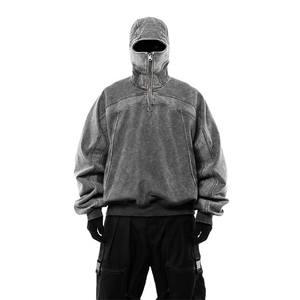 DEC hommes nouveau Design masque mode lourd Vintage lavé haute qualité tissu personnalisé broderie Logo sweats à capuche sweat - Product Image 3