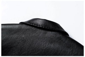 2025 Custom Men's Leather Jacket with Spring Stand Collar Solid <b>Colour</b> Casual Style OEM Service Available <b>Plain</b> Dyed Technics - Product Image 3