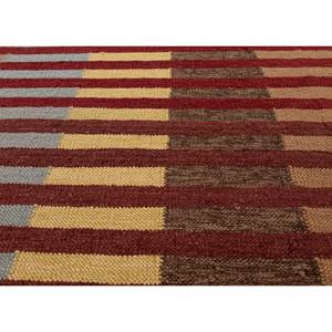 Red & Orange Striped <b>Flat</b> Weave <b>Wool</b> & Viscose Rugs Checkers Adwv-13087 for Home Use - Product Image 3