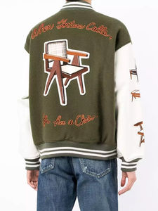 Veste universitaire personnalisée en chenille avec broderie en cuir et manches pour hommes, bombardier d'extérieur pour femmes - Product Image 6