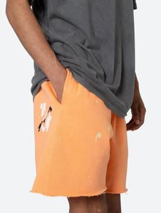 Nouveautés 2026 – Short de jogging pour homme en coton, imprimé graphique effet éclaboussures de peinture, ourlet brut, idéal pour l'extérieur - Product Image 3