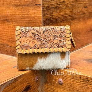 Nuevo pelo hecho a mano Real en billetera triple de cuero genuino estilo de mujer occidental billetera de cuero de vaca al por mayor carteras de lujo - Product Image 1