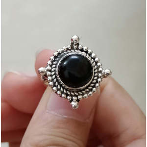 Handmade 925 Sterling Silver Women's <b>Statement</b> <b>Ring</b> Natural Black Onyx Gemstone with Boho Style Gift for Occasions - Product Image 2