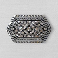 Boîte à bijoux hexagonale allongée en marbre faite à la main ZAHEREEN J 95, incrustation de nacre, polie à l'intérieur et à l'extérieur, style égyptien