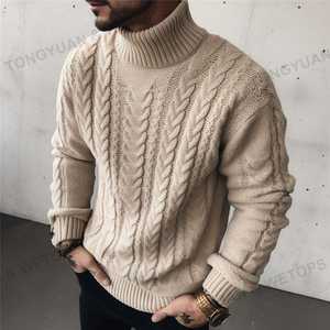 <b>Men</b> <b>Turtleneck</b> Sweater Elegant Warm Pullover Winter Knitwear Fashion Soft Slim Fit Casual Long Sleeve Stylish Breathable - Product Image 1