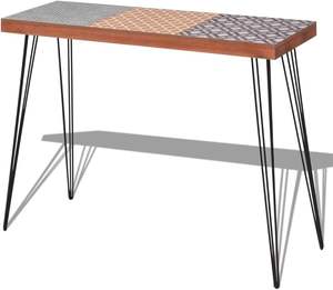 Mesa de Consola de Madera de Nogal Maciza con Borde Natural, Pieza Única Hecha a Mano, Mesa de Consola de Madera Natural con Patas de Metal, Hecha a Mano - Product Image 1