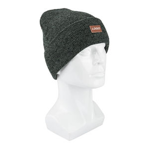 Gorro Unisex con estampado Digital de alta calidad para adultos, gorros cálidos de invierno ajustables de Color verde, punto liso, acrílico 100% - Product Image 6