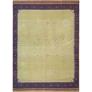 พรมคิลิมผ้าฝ้ายทอลายเรียบสีทอง นาญ่าบ ลายเรขาคณิตรูปสี่เหลี่ยมผืนผ้า สำหรับใช้ในบ้าน ห้องนอน โรงแรม หรือสำหรับการละหมาด - Product Image 1