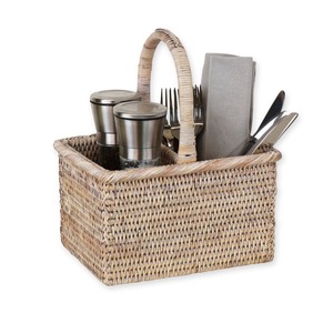 Rattan <b>Rectangular</b> Wicker Cutlery Holder Handmade <b>Storage</b> <b>Baskets</b> Natural Rattan Modern Multifunction Made in Viet Nam - Product Image 1