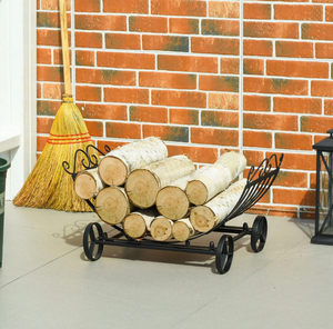 Inicio Artesanía Exportaciones Elegante estante de troncos de leña de metal Curvo Chimenea Soporte de troncos Portador de almacenamiento de madera para interiores y exteriores Diseño de desplazamiento - Product Image 3