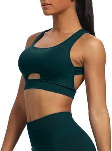 Conjunto de sujetador de gimnasio de algodón acolchado para mujer, sujetadores deportivos de entrenamiento de talla XL, correas triples, Fitness, correr, Yoga, camiseta sin mangas corta, sujetador de gimnasio personalizado - Product Image 3